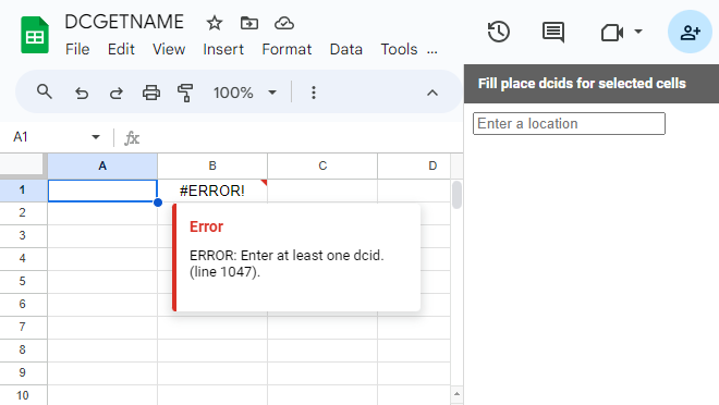 #ERROR! value returned for an empty cell for a DCID