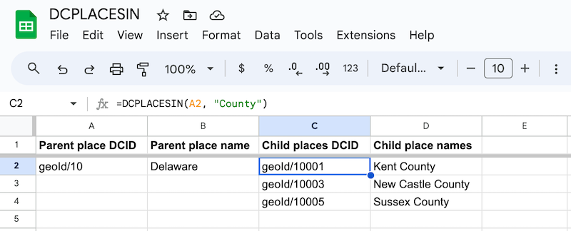 Retrieving a List of Counties in Delaware