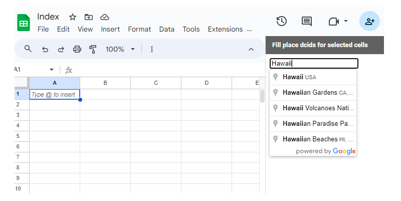 Google Sheets search box